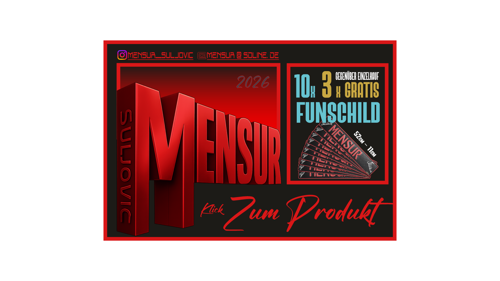 MENSUR Fun Schild 10er PACK incl. 3xGratis